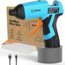 GoGonova Cordless Hot Glue Gun, 15s Fast Preheating with 2Ah Built-in Battery Hot Melt Glue Gun, Smart Power-Off, Kit with 25 Pcs Premium Mini Glue Sticks and USB-C Charging Port (Blue)