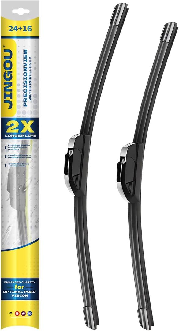 24" + 16" Front Windshield Wiper Blades Compatible with Hyundai Tucson 2015-2005 /KIA Spectra 09-05 Sportage 10-05 OEM QUALITY Premium All-Season Automotive Replacement Wipers(Pack of 2)