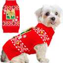 ABRRLO Dog Christmas Sweater Xmas Dogs Outfits New Year Holiday Costumes Puppy Cat Sweater with Leash Hole for Small Medium Large Dogs Girl Boys Dog Clothes (10-Red Present, Medium)