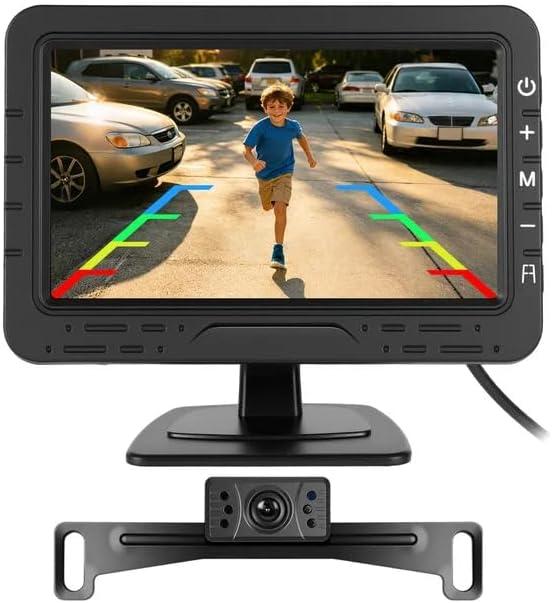 Backup Camera for Truck Car IP68 Waterproof Night Vision DIY Grid Lines for Car RVs Trucks Tractors Bus Semi-Trailers (P1)
