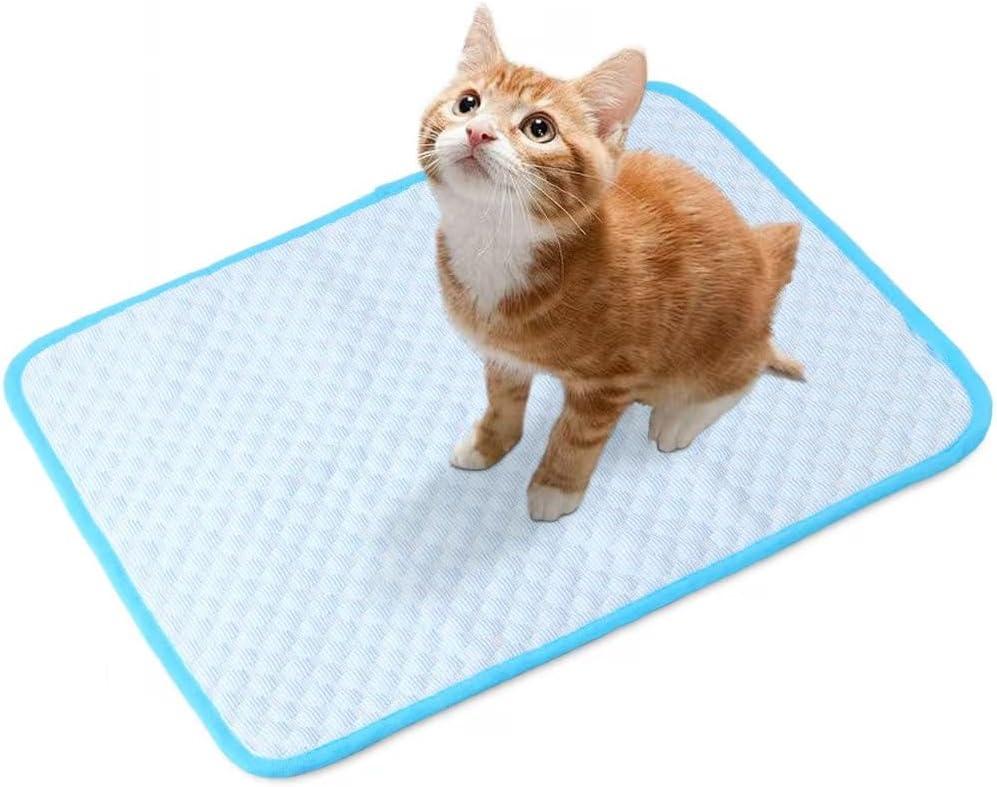 Cooling Mat Pad for Dogs Cats Ice Silk Cooling Bed for Dogs Ice Bed for Cats Pet Mats for Cats Bed Dog Pad Pupy Pad for 5Kg Pet (S/50X40CM)