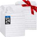Hand Towels for Bathroom, 24 Pack 25''*15'' Microfiber Bath Hand Towels, Quick Dry Lint Free Soft Absorbent Bulk Washcloths, Decorative White Towels for Tea Shower Yoga Gym Salon Kitchen