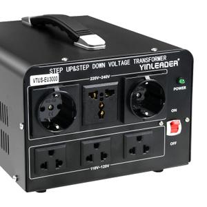 Yinleader 3000W Voltage Converter Transformer(110V to 220V,220V to 110V) Step Up/Down Converter 110/120 Volt - 220/240 Volt w/US Standard Power Cord,Circuit Breaker Protection (VTUS-EU3000)