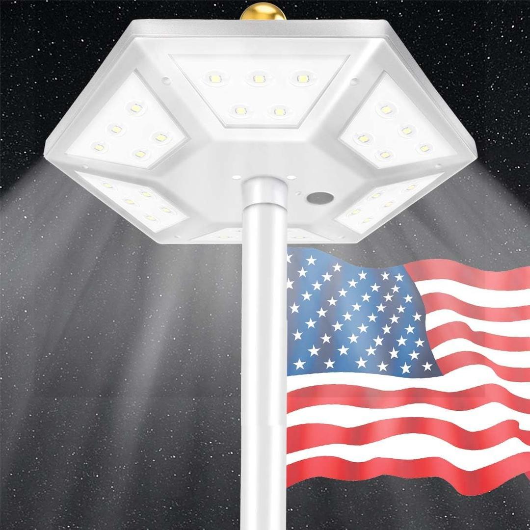 120W Solar Flag Pole Light Dusk to Dawn, 3000 Lumens Large Solar Powered Flaglight Outdoor Waterproof, 24 hrs Long Lasting, Enlarged Lighting Area for 100% Flag Coverage, for Flag Yard Home (Silver)