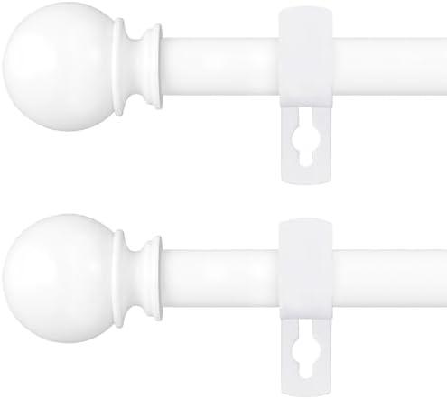 White Curtain Rods for Windows 48 to 84 or 88 Inches Max-2 Pack 5/8'' Metal Heavy Duty Curtain Rods Set - Rustic Decorative Drapery Rods with Brackets for Farmhouse, Bedroom(4-7.5 Feet)