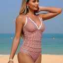 ZAFUL Womens Tankini Swimsuits Smocked 2 Piece Bathing Suits Modest Tie Back Swimwear, XXL