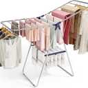 APEXCHASER Clothes Drying Rack, Stainless Steel Drying Rack Clothing with Height-Adjustable, Foldable Gullwings Laundry Drying Rack, Indoor Outdoor Use, No Assembly
