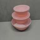 Mixing Bowls with Lids Set of 3 Lightweight Serving Bowl with lid Nesting Plastic Salad Bowls with Lids for Kitchen Prepping, Baking, Serving, Microwave Safe, Dishwasher Safe (Pink)