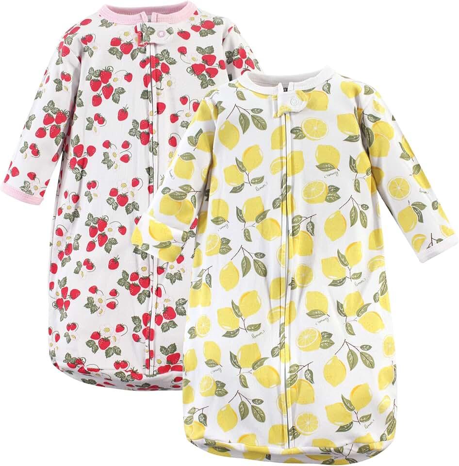Hudson Baby Safe Sleep Wearable Long Sleeve Sleeping Bag, 2 Pack, Fruit, 0-3 M