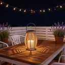 Solar Lanterns Outdoor Waterproof, Olive-Shaped Solar Lantern with Handle, Dusk to Dawn 6-8Hr Outdoor Lanterns, Hanging & Tabletop Decor for Garden/Patio, Ideal Gift for Outdoor Lovers