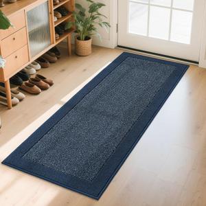 BEQHAUSE Indoor Door Mat 24" x 60", Dirt Trapper Door Mats Non-Slip Entryway Rugs Washable, Resist Dirt Absorbent Welcome Mat, Low Profile Floor Mats for Front Back Door and Entryway, Blue