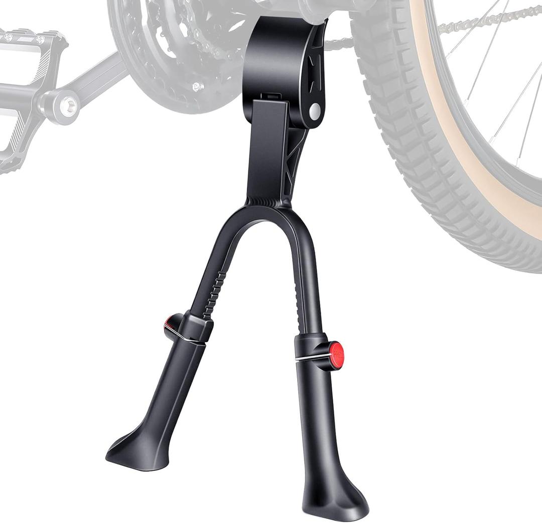 WSDCAM Bike Kickstand, Adjustable Double Legs Bicycle Kick Stands for 24-29 Adult Bikes, Aluminum Alloy Kickstand Non-Slip Center Mount for Mountain, Road, Cargo Bike, Auxiliary Bicycle Repair Tool