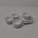 LE TAUCI 8 oz Cappuccino Cups with Saucers,Ceramic Large Coffee Cup for Au Lait, Double shot, Latte, Cafe Mocha, Tea - Set of 4, White