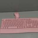 MEETION Wireless Keyboard and Mouse, Full-Sized Cordless Keyboard with Wrist Rest and 3 DPI Adjustable Mouse, 2.4G Wireless, Compatible with PC/Computer/Laptop/Windows/Mac, Pink