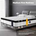 Twin Mattress 10 Inch Medium Firm Hybrid Mattress Twin Size Memory Foam Pocket Steel Springs Matress in a Box for All Sleep Positions Motion Isolation Ensure Comfortable Sleep (White, Twin 10 INCH)