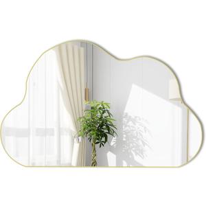 POZINO Gold Irregular Mirror, 33.5"x20.5" Cloud Shaped Mirrors, Unique Asymmetrical Wall Mirror, Organic Abstract Funky Mirrors for Living Room Bathroom Bedroom Entryway (20.5"L x 33.5"W, Gold Cloud Type B)