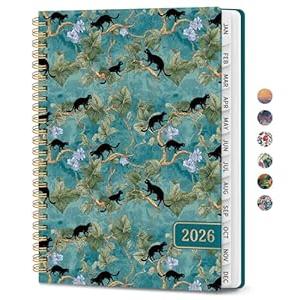 2026 Planner, Aesthetic Weekly and Monthly Planner for Women, Jan 2026 to Dec 2026, Hardcover 2026 Calendar Book with Monthly Tabs, Inner Pocket, Perfect for Office Home School - A4 (8.5" x 11"), Cats in Vine
