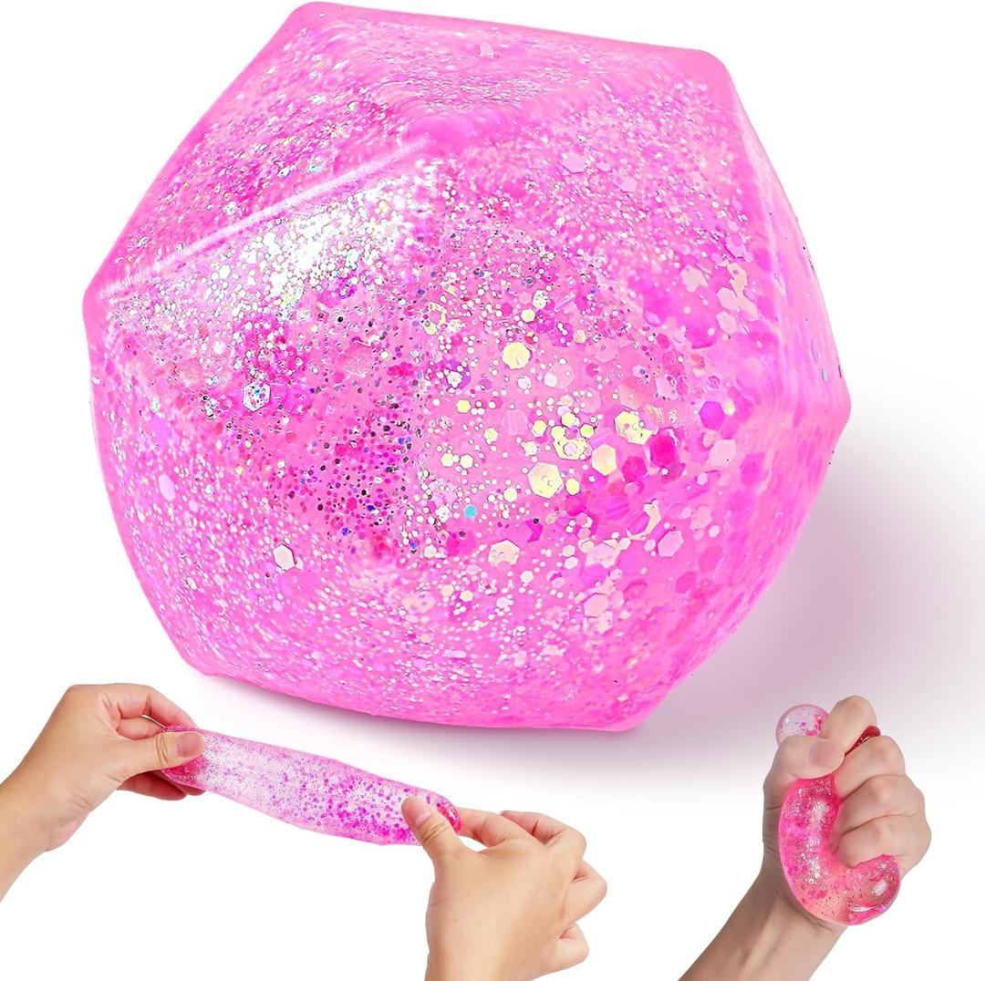 Squishy Stress Cube Stress Balls for Adults, Sugar Ball Squishy Toys for Kids, Squishy Sensory Fidget Toys for Anxiety Relief, Squishy Ball, Slow Rising Ice Cube Stress Balls, ADHD, Autism (Pink)