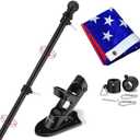 Yeesun Flag Pole for House with 3x5 American Flag, 6 FT Wall Mount with Bracket for Home Porch, Outdoor Deco Residential or Commerical Tangle Free Flag Pole Kit (Black)