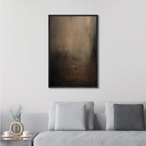 SIGNFORD Framed Canvas Print Wall Art Abstract Textured Dark Shades Illustrations Modern Art Decorative Bohemian Relax/Calm for Living Room, Bedroom, Office - 16"x24" Black Pack of 3