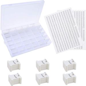Embroidery Floss Organizer Box - 36 Compartments with 120 Hard Floss Bobbins and 2 Pieces 459 Color Number Stickers