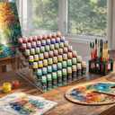 7-Layer Acrylic Craft Paint Storage & Brush Holder, Miniature Hobby Paint Bottle Rack for Model Paints, Small Airbrush Nail Polish Supply Holder, Clear Alcohol Ink Display Organizer