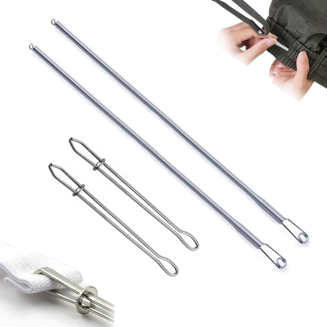 4 Pcs Drawstring Threader Tool, Stainless Steel Long Loop Turner Sewing Tools and Short Rope Threading Clips, Bodkin Sewing Tools for Easily Threading Hoodies, Jackets and Pants Ropes