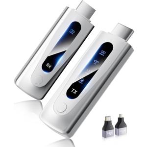 2025 Upgraded Wireless HDMI Transmitter and Receiver 328FT/100M, LED Display, 4K Decode 1080P@60Hz Ultra HD Video Output, Plug&Play 5G+2.4G for Video and Audio to Monitor from PC/Projector/TV Box