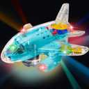 ArtCreativity Light-Up Transparent Airplane Toy for Toddlers 1-3, Fun Bump-and-Go Plane Toy for Kids 3-5, with Colorful Moving Gears, Music, and LED Effects - Perfect Airplane Gift for Boys and Girls