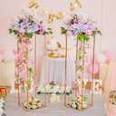 Gold Stand Wedding Centerpieces for Tables - 39.4in Tall Vases for Centerpieces, 2 Pcs Metal Column Flower Stand, Rectangular Flower Display Rack, Wedding Decorations for Tables, Party, Events, Home