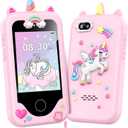 Kids Smart Phone for Girls Toys, Gifts for 3-10 Year Old Girl Boy Christmas Birthday Kids Toys, 2.8" Touchscreen Toddler Learning Cell Toy Phone with Dual Camera, Game, Music Player, 8GB Card Pink