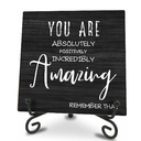 5" Inspirational Wooden Sign With A Hook - You Are Amazing - Natural Solid Pinewood Gift For Men & Women, Coworker Motivational Gift, Home & Office Wall Shelf, Desktop Decor & Gift - D09