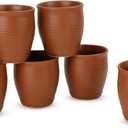 Handmade Ceramic Tea Cups Set  6 Desi Kulhad Chai/Coffee Cups (5 oz Capacity), Lead-Free, Dishwasher & Microwave Safe, Glazed, Glossy finish Clay Tea Cups/kulhar/kullar - Brown