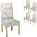CAPSCEOLL Dining Chair Covers,Marble White Gold Chiar Covers for Dining Slipcover Stretch Removable Washable Parson Seat Cover for Dining Room,Living Room,Kitchen Set of 4