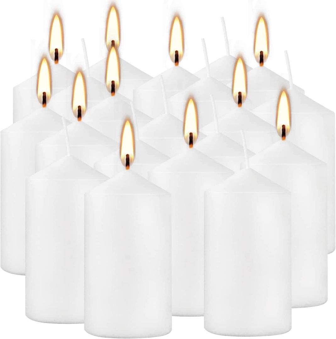 20 Pcs Bulk Long Burning Wax Pillar Candles 2" x 4" Dripless Unscented Smokeless for Wedding Party Spa Lantern Fireplace Home(White) 20 Pcs Bulk Long Burning Wax Pillar Candles 2" x 4" Dripless Unscented Smokeless for Wedding Party Spa Lantern Fireplace Home(White)