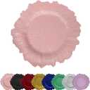 13 Inch 12pcs Reef Charger Plates Elegant Decorative Dinner Plates for Wedding, Holiday Parties, and Formal DiningStylish Table Decor for Festive Celebrations (Pink-12XH)