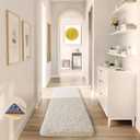 Ophanie Runner Rug for Hallway, 2x6 Upgrade Non-Slip Fluffy Soft Bedside Rugs, Bedroom Living Room Ivory Shaggy Carpet for Kids Girls Boys Dorm Nursery Home Decor Aesthetic