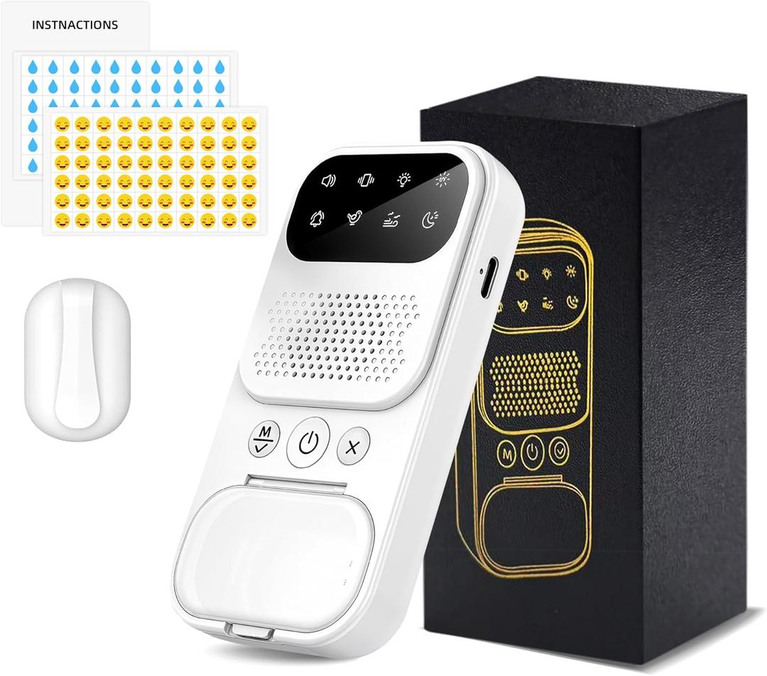 Wireless Smart Bedwetting Alarm for Boys, Girls & Older Kids with UV Mode & Night Light, 8 Sound/Vibration Modes, High Sensitivity Sensor & Progress Chart