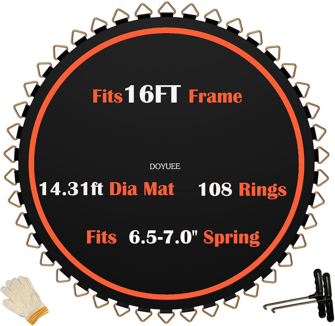 Trampoline Mat Replacement-Fits 16FT Frame with 108 Rings Fits 6.5-7.0" Springs-Mat Diameter 14.3ft (172inch), Not Include Spring and Frame