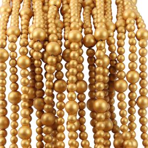 48 Feet Christmas Wood Bead Garland - Farmhouse Holiday Decor for Tree, Mantel, Staircase -Extra Long Rustic Boho Elegant Xmas Decoration Supplies (Gold)