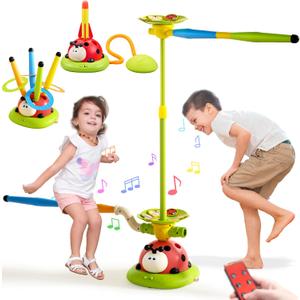 5 in 1 Musical Jump Toys, Toss Ring Game Stomping Launch Rocket Launcher for Kids, Obstacle Avoidance & Jump Squating Toy Games Remote Control Outdoor & Indoor Toys for Ages 4-8 8-13