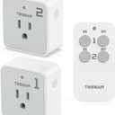 Remote Control Outlet Plug, TESSAN Wireless Light Switch Kit 100ft RF Range, On Off Switch for String Lights, Lamps, Small Appliances, Wireless Power Socket, 15A/1875W (1 Remote and 2 Outlets)