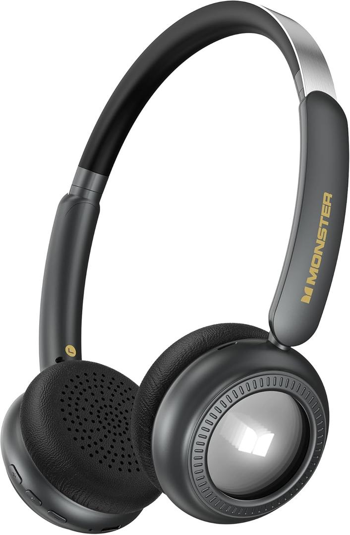 Monster N-Tune MINI 01 Wireless On-Ear Headphones - Bluetooth 6.0 Wireless Headset with Speed Charge, Clear Audio, 50H Playtime, Comfortable & Lightweight Design, Hands-Free Calls (Black)