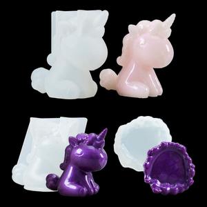 3Pcs Big & Small Unicorn and Stand Base Silicone Resin Molds Epoxy Resin Casting Mold for Necklace Pendant Jewelry DIY Craft Tool Chocolate Candy Mold Soap Candle Making Supplies