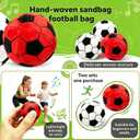 2 Pack Soccer Hackys Footbag Ball, Soft Plush Kick Bag Toy for Foot Coordination and Juggling Practice, Soccer Style Foot Skill Training Ball for Indoor Outdoor Fun (Black+Red)