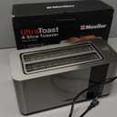 Mueller UltraToast Full Stainless Steel Toaster 4 Slice, Long Extra-Wide Slots for Bagels and Waffles, 6 Browning Levels, LED Display, Cancel/Defrost/Reheat Functions & Removable Tray, Kitchen Gadgets
