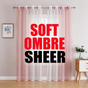 G2000 Sheer Pink and White Ombre Curtains - 95 Inch Long, Light Filtering, Grommet Curtains for Bedroom & Living Room, 2 Panel Set