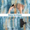 Soft Runner Rugs for Bedroom Hallways, 2x6 Abstract Blue Fluffy Shag Throw Area Rug Non Slip for Bedside Dorm, Long Shaggy Furry Carpet for Nursery Living Room