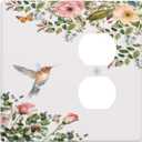 Bird Floral Green Leaves Hummingbird 2 Gang Blank Duplex Light Switch Plates Outlet Covers Decorative Electrical Wall Plate Receptacle Switchplate Decorate Plug Cover For Bathroom 4.6 x 4.5 Inch