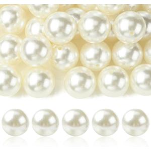 Ornazy 60Pcs 25mm Acrylic Imitated Pearl Beads Round Pearl Craft Beads for Jewelry Making Bracelets Necklaces Decoration